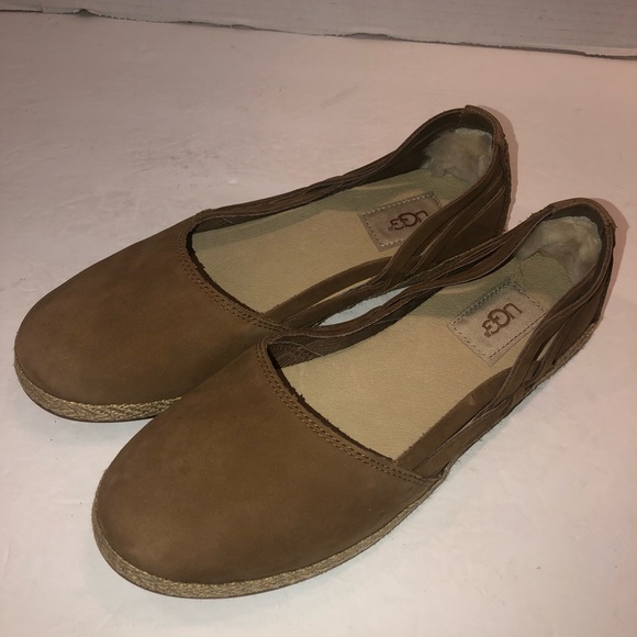 UGG Shoes - UGG Chestnut Suede Cicily Espadrille Ballet Ballerina Flats Shoes sz 7.5